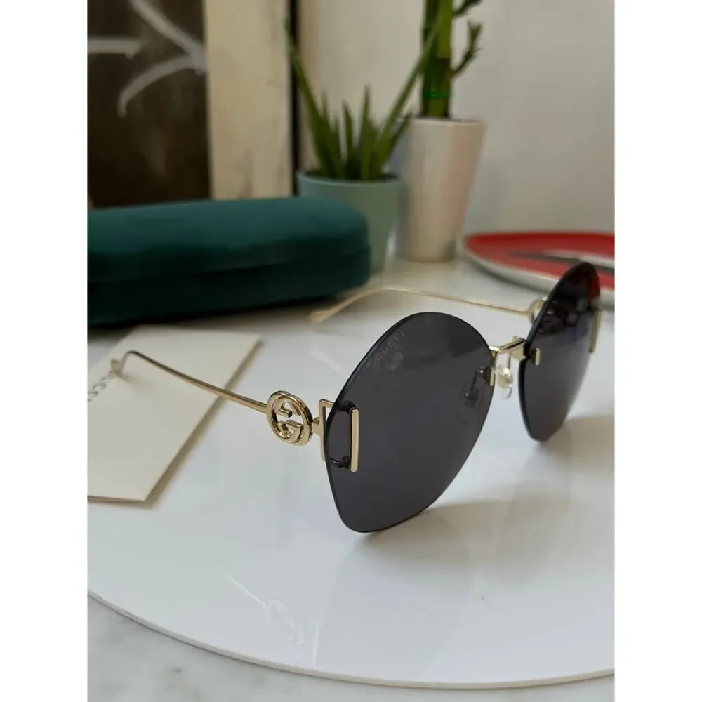 NEW Gucci GG1203S Dark Grey Rimless Sunglasses - Picture 5 of 9